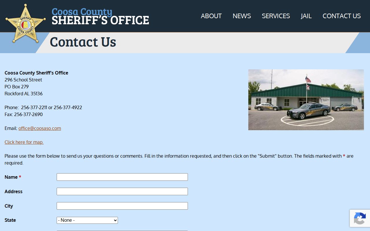 Rockford and Coosa County warrant records Sheriff contact fallback