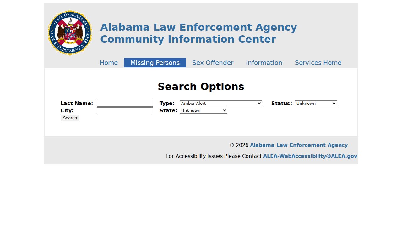 ALEA selected fugitive interface and Coosa County bench warrant lookup limits