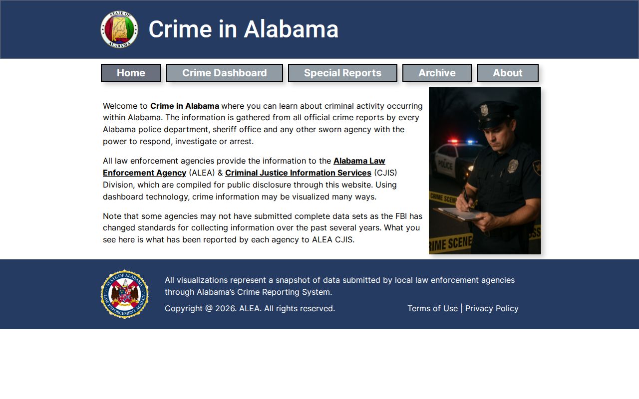 Alabama crime dashboard used as context for Coosa County active warrant records